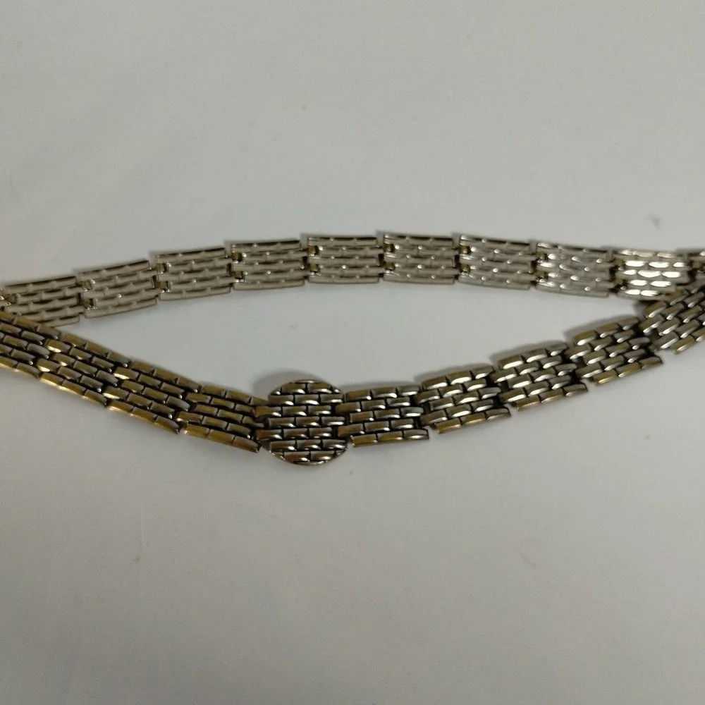 Vintage‎ Silver Tone Brick Link Metal Chain Belt Double Hook Closure 29.5 Inch